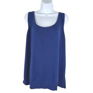 Talbots Tank‎ Top Womens 2X Blue Cotton Rayon Solid Basic Sleeveless NWT TP-3581